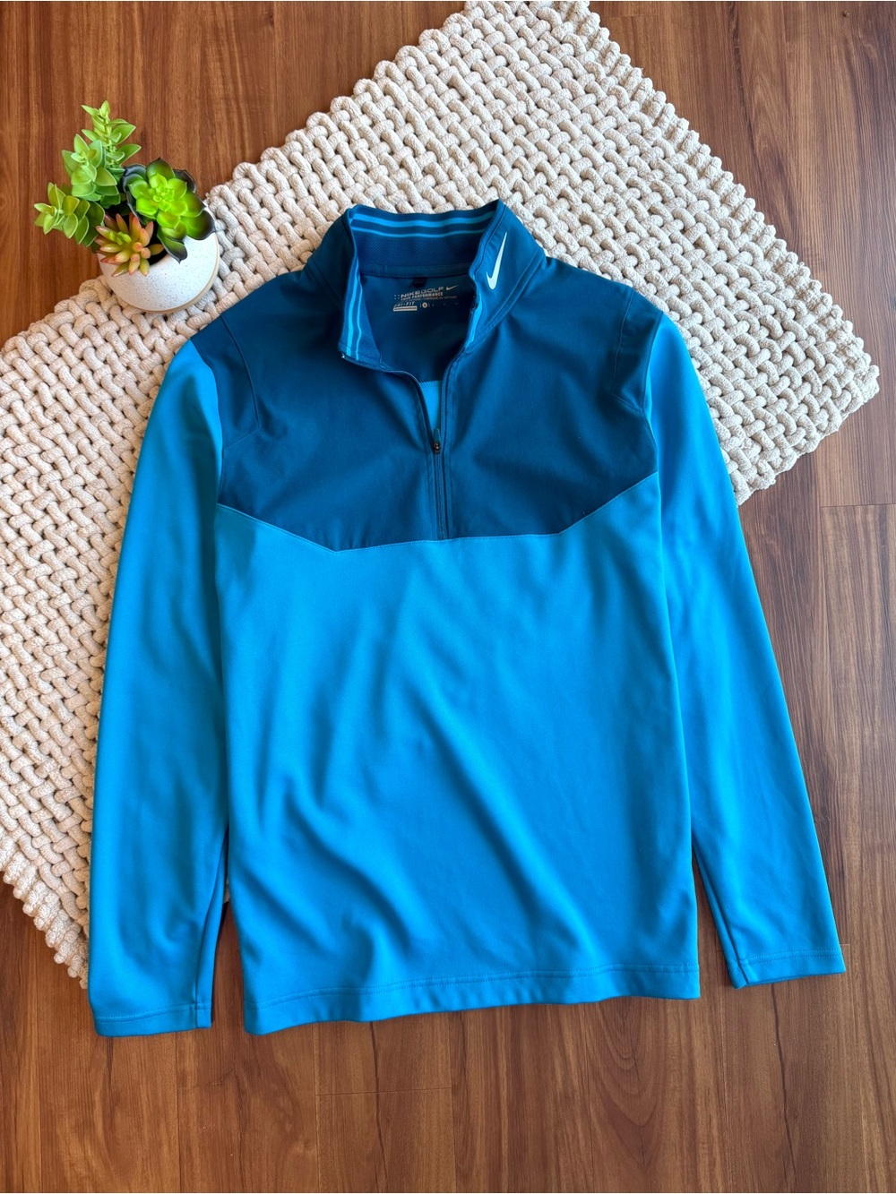 Nike | Tour Performance 1/4 Zip Mock Neck Dri-FIT Pullover | Blue | Small